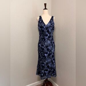 Marina navy blue embroidered midi dress